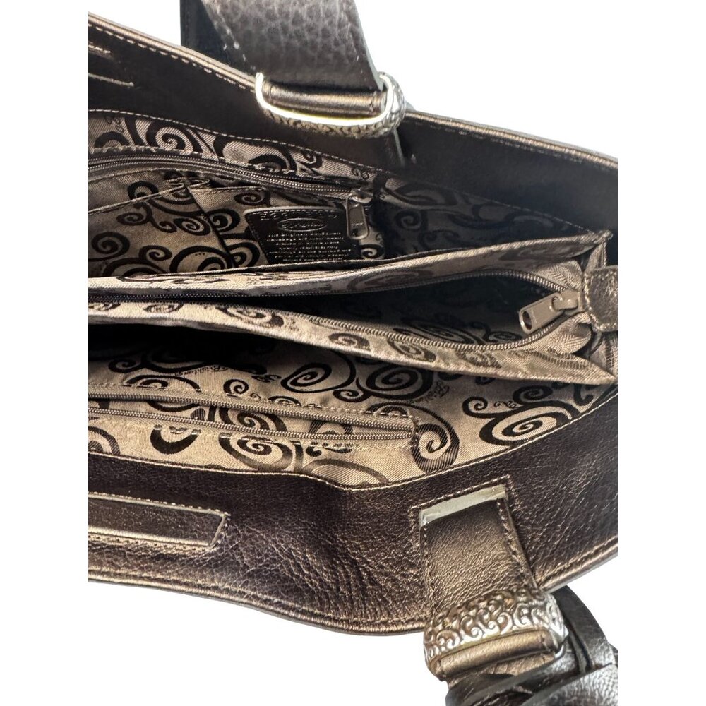 Brighton Jetson Laptop Tote Green Croc Embossed Patent Leather 14 Inch - Picture 11 of 12